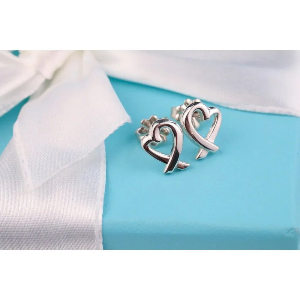 Tiffany & Co. Paloma Picasso Loving Heart Stud Earrings in Sterling Silver 10mm - Picture 2 of 8